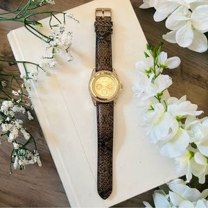 Folio Gold & Snake Print Watch